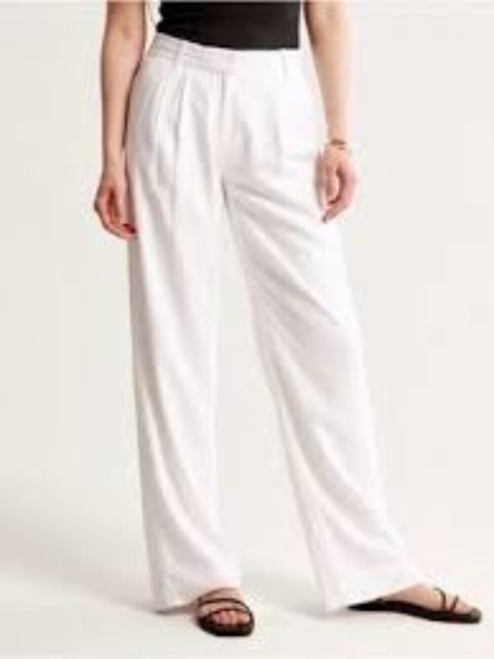 Abercrombie &Fitch Linen/ Cotton Blend White Wide Leg Lined Pants Size Small
